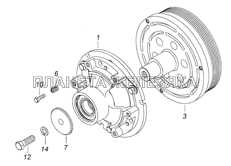 740.30-1317510-01 Шкив со ступицей вентилятора КамАЗ-6522 (Euro-2, 3)